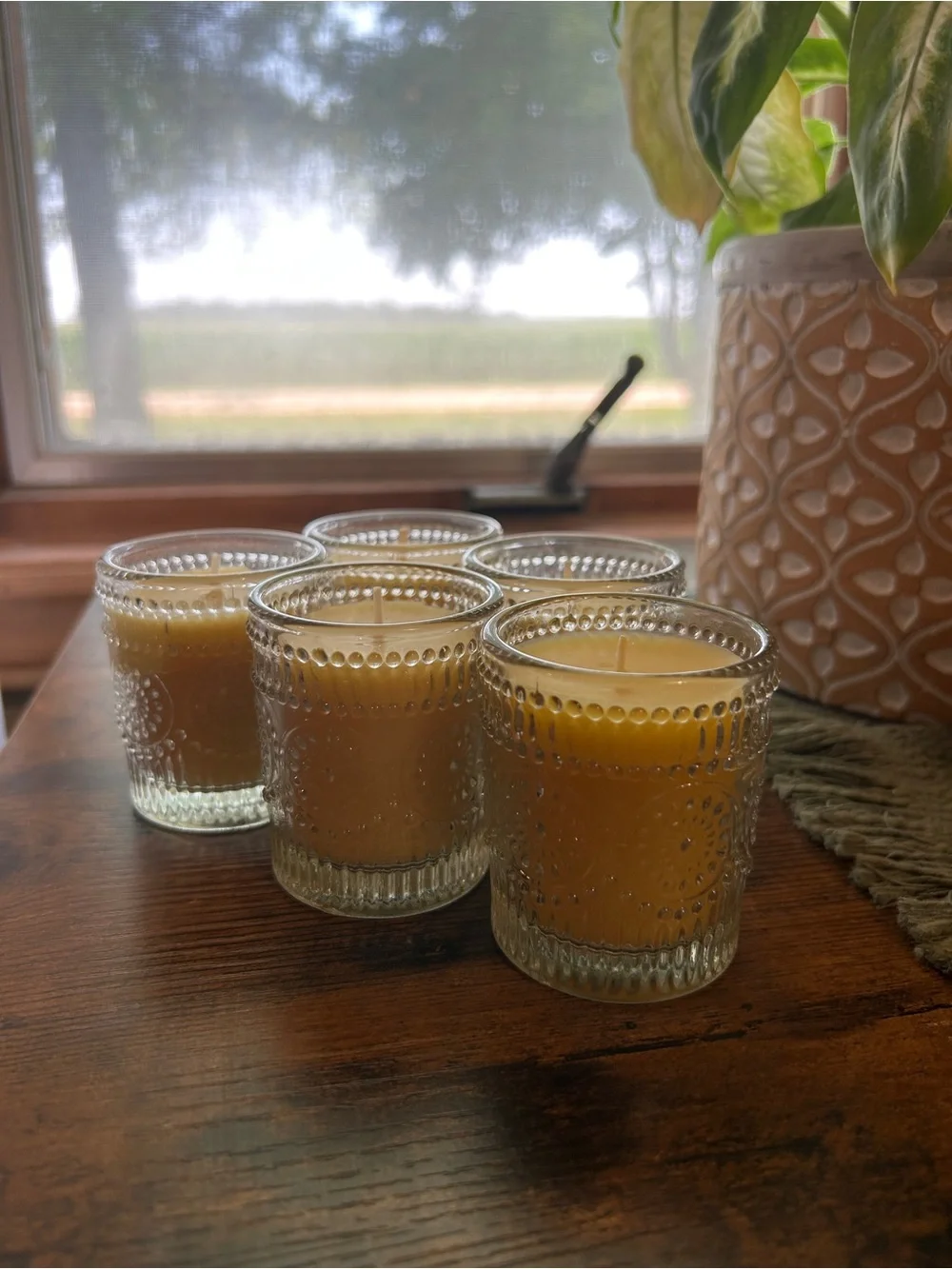 Vanilla Scented Pure Beeswax Candles 3 oz Jar-Clear Jar